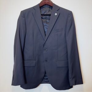 Lubiam 1911 Black Modern-Fit Two Button Blazer Suit Sport Coat All Virgin Wool